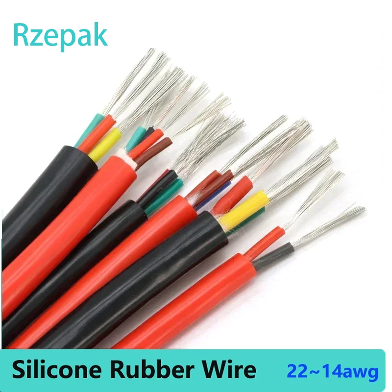 

1/5M Sq 0.3 0.5 0.75 1 1.5 2 4mm 4 core silicone cable 2 3 4 6 Cores Insulated Flexible Copper High Temperature Wire