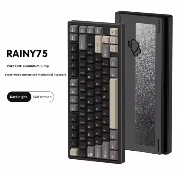 RAINY75 لوحة المفاتيح الميكانيكية سبائك الألومنيوم ثلاثي الوضع RGB اللاسلكية المخصصة لوحة المفاتيح الساخنة مبادلة RGB طوقا ملحقات الكمبيوتر الهدايا