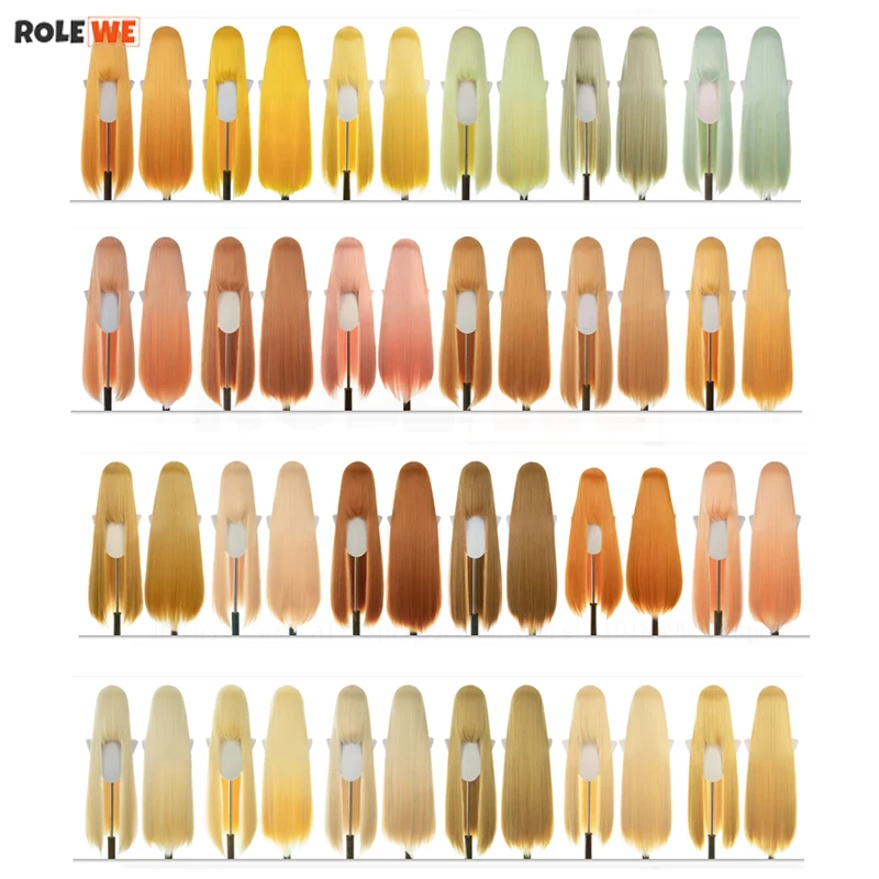 

192Colors 100cm Long Straight Cosplay Wig Golden Yellow Orange Pink Brown Blonde Heat Resistant Synthetic Hair Anime Wigs Link3