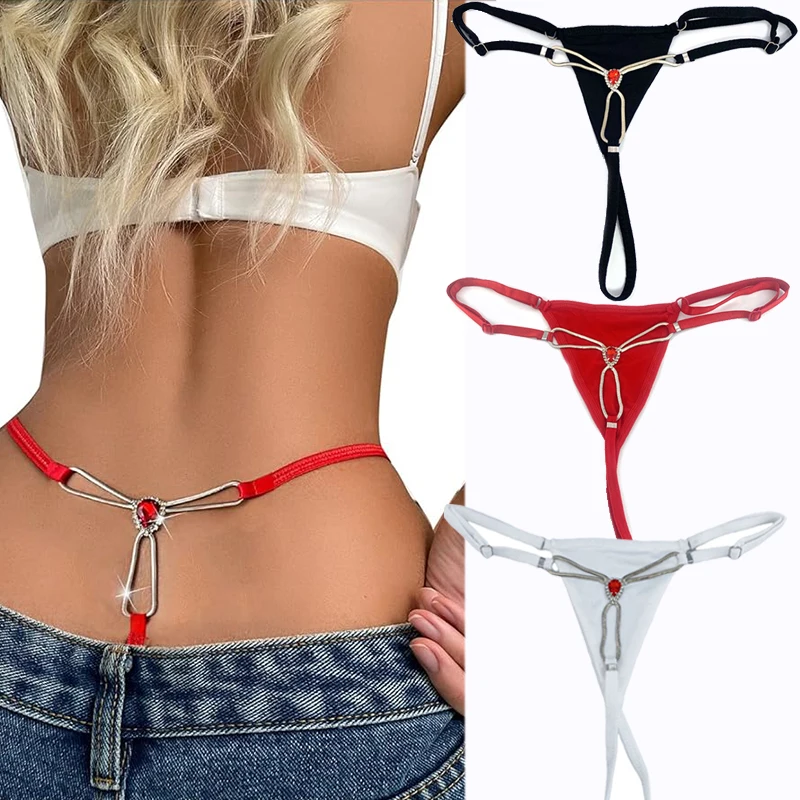 

Sexy Red Rhinestone Crystal Thong Panties Summer Beach Bikini Thong G String Waist Body Chain Jewelry for Women Underwear