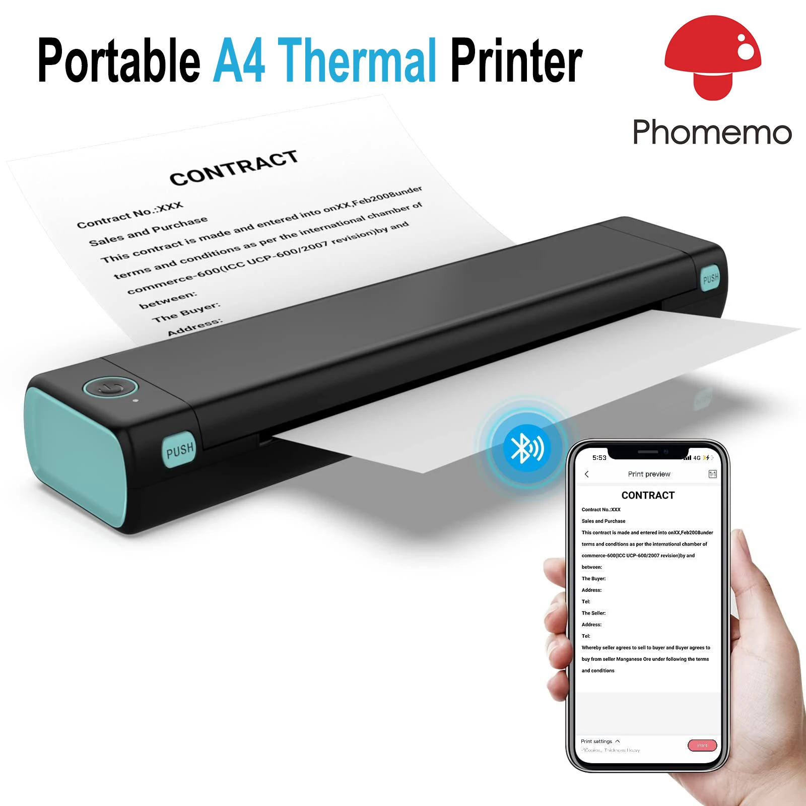 

Phomemo M08F A4 Portable Thermal Printer Supports A4 Thermal Paper PJ-722 PJ-763 Wireless Bluetooth Thermal Compact Printer