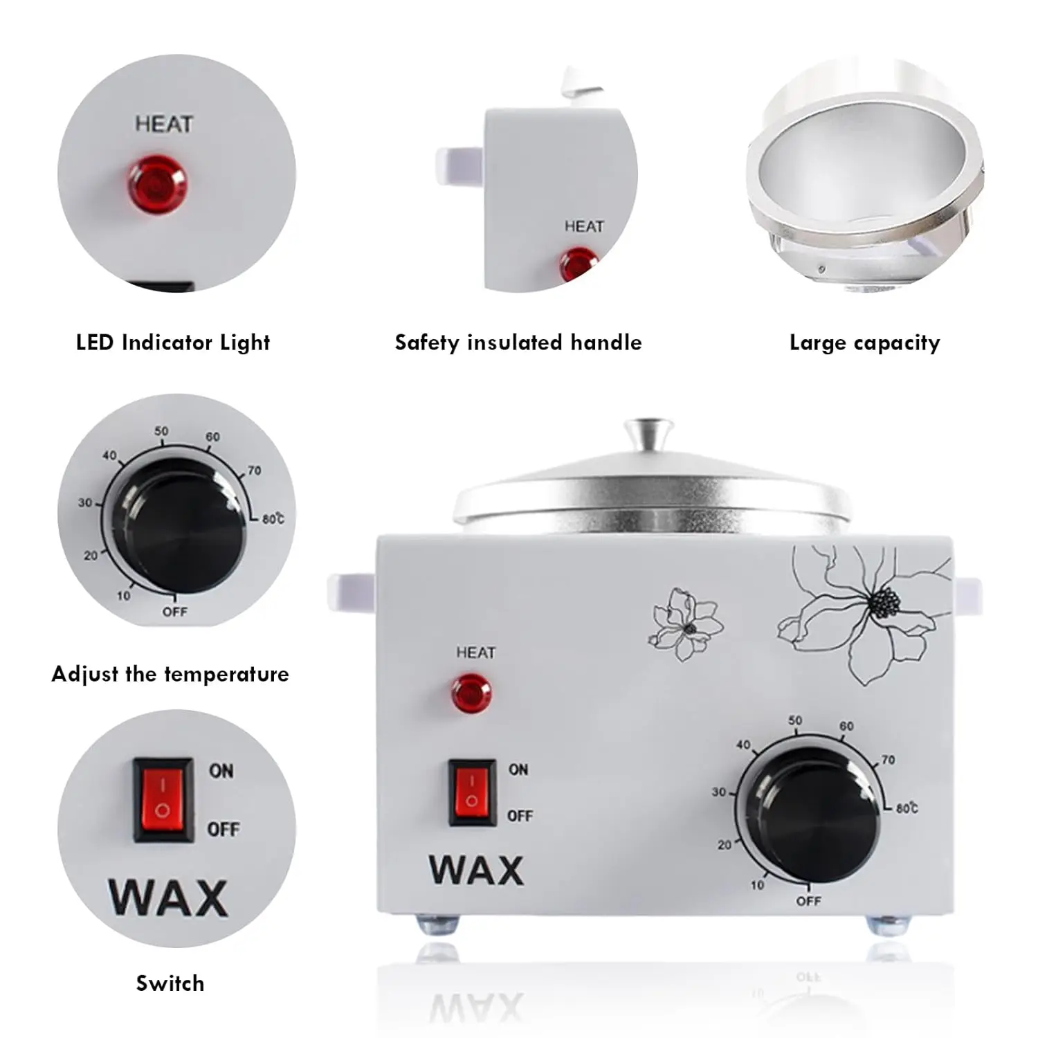 Portable Single Pot Wax Warmer for Painless Hair Removal Fast Temperature Adjustable for Facial Skin Body Equipment Beauty Salon