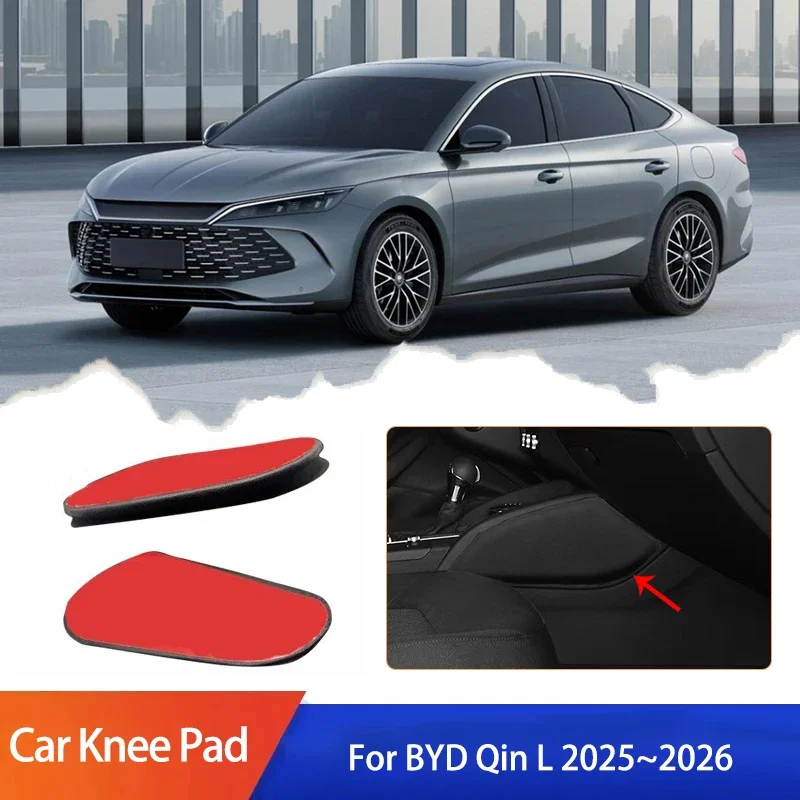 

For BYD Qin L 2025~2026 Mid-size Car PU Lether Center Control Leg Knee Rest Cushions Elbow Pad Thigh Support Cushion Auto Parts