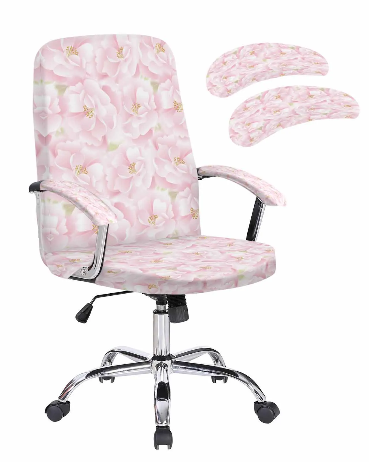 Pink Flower Roses Texture Elastic Office Chair Cover Gaming Computer Chair Armchair Protector Seat Covers