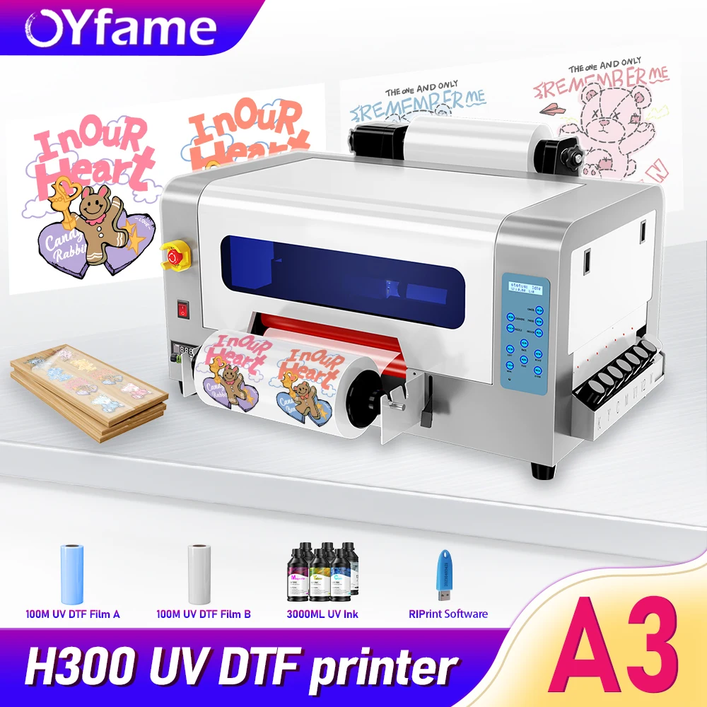 

OYfame A3 UV DTF Printer 2 IN 1 UV DTF Printer Sticker XP600 UV DTF Printer A3 Phone Case Glass Acrylic UV Printing Machine A3
