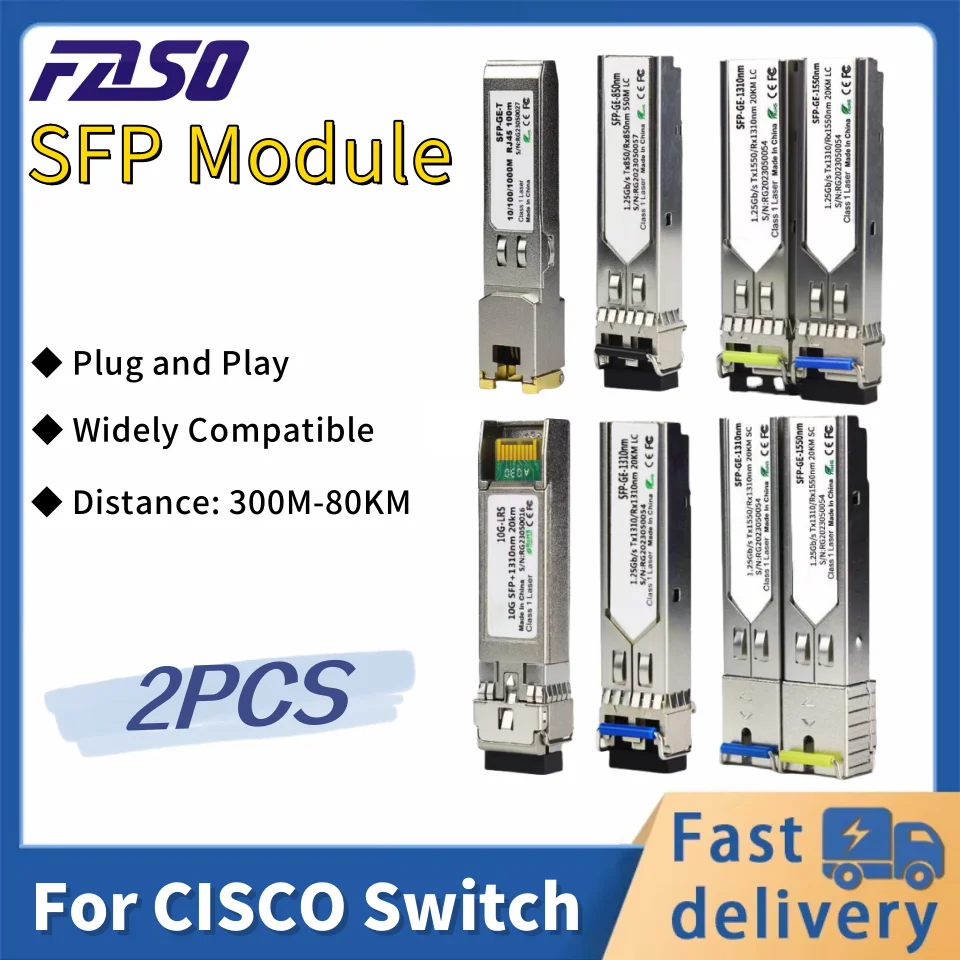 

1.25G SFP and 10G SFP+ Fiber Optical Transceiver Module Multi Single Mode Dual LC 1310nm/1550nm 30m-20km DDM for Cisco Switch