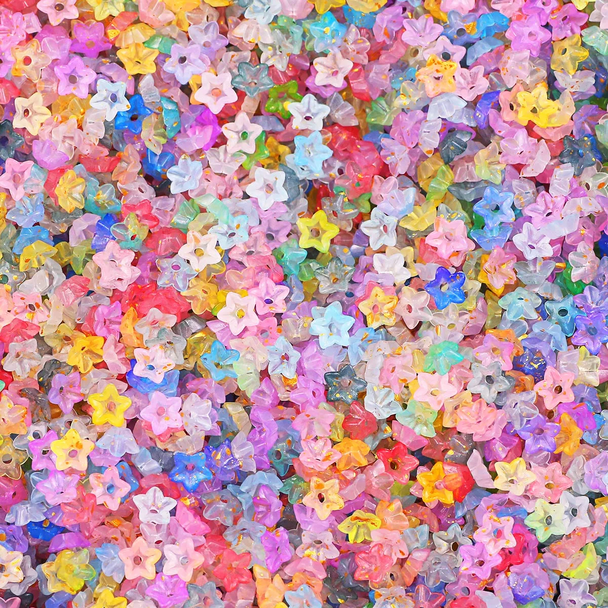 1000 Stück 7 mm Blumenform-Acrylperlen, Blütenblatt-Design, gemischte Farben, lose Distanzperlen für Schmuckherstellung, Armband, Halskette, DIY