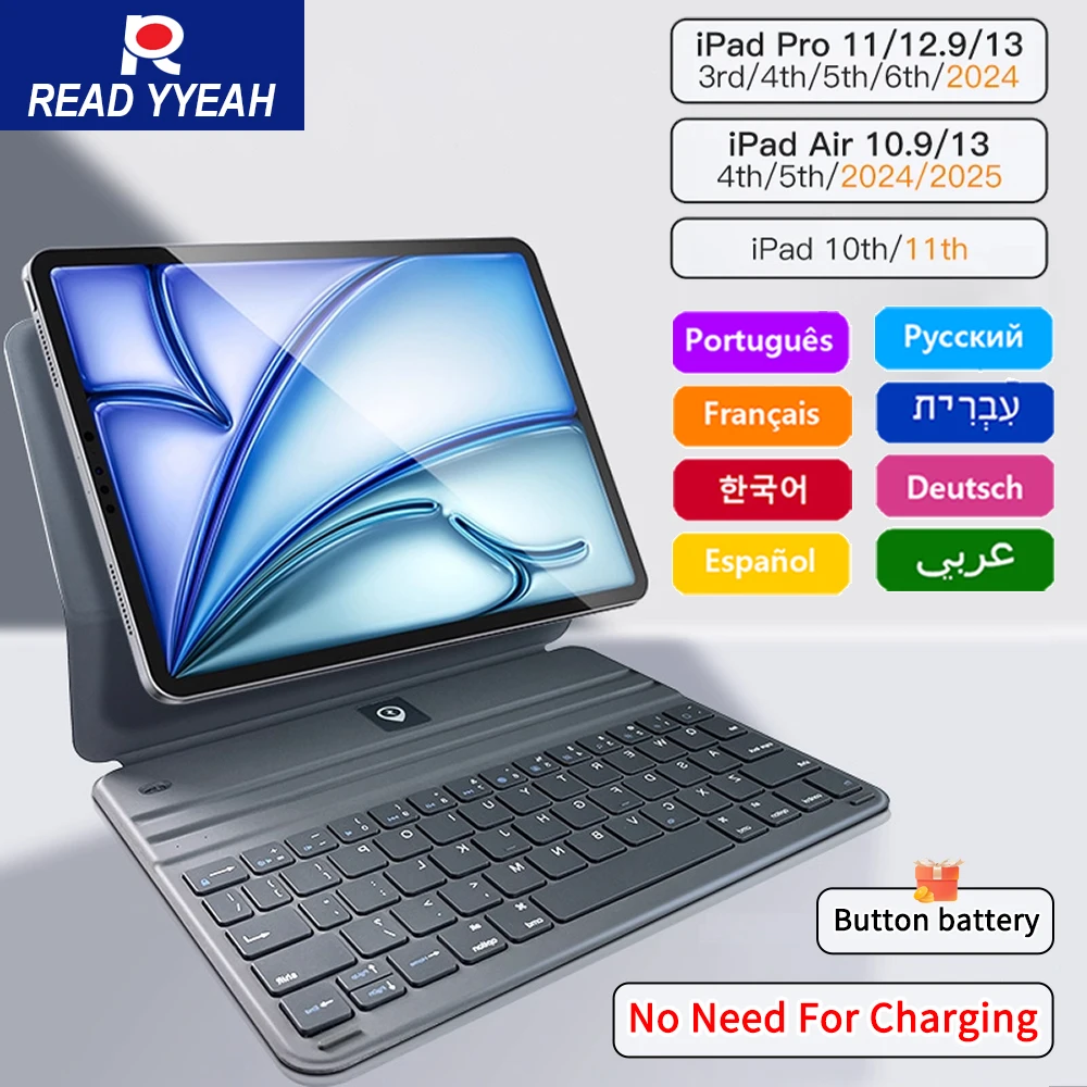 

Новая волшебная клавиатура для iPad 2025 года с чехлом для iPad 11th Air 4 5 6 Case Pro 11 12,9 11 дюймов 13 дюймов Bluetooth Wireless Keyboard Case Подставка
