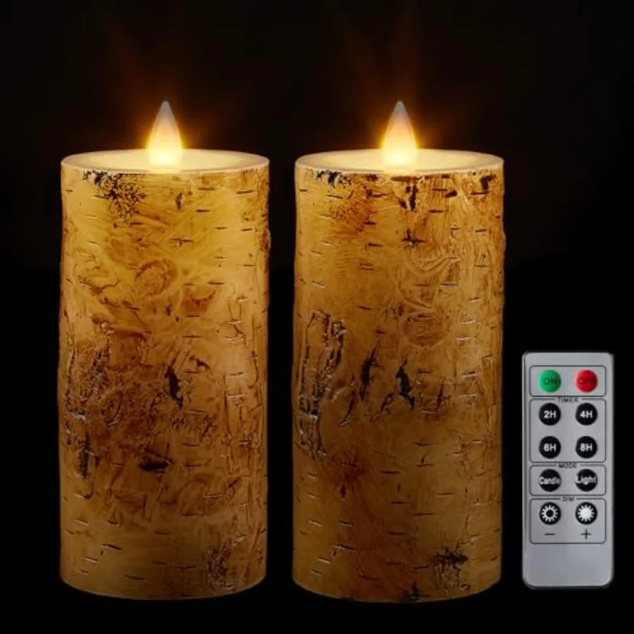 Wax Flameless Candles with Remote Timer Last 400-Hour with 2AA Batteries 3D Moving Flame Led Candles Set of 2 3''x6'' Remote In