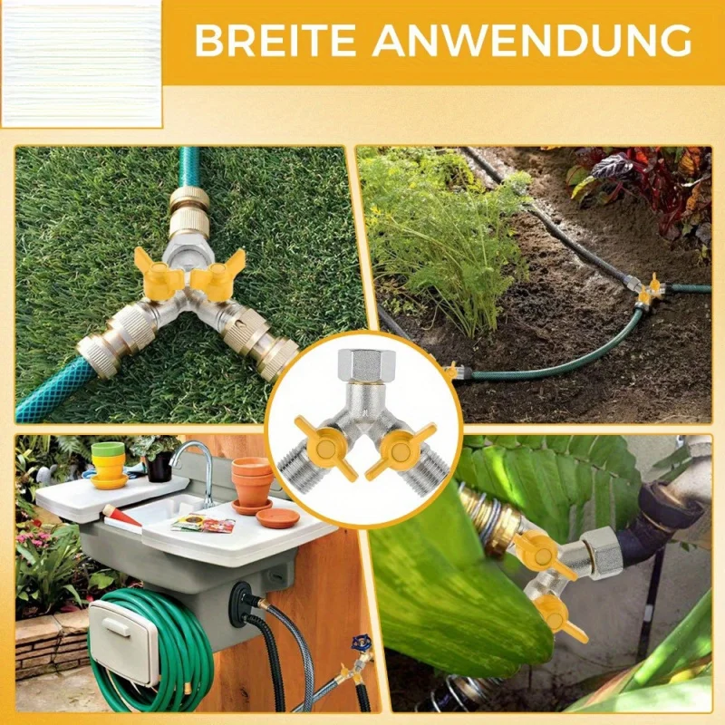 Bronze Water Distributor Y-Valve，For Garden Hose And Washing Machine，Three-Way Valve With Switch，