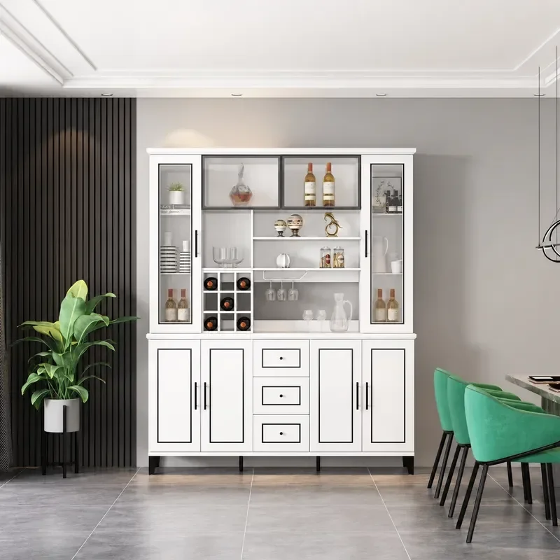 Wholesale Solid Wood Ecological Board Wine Cabinet Living Room Storage European Style Wall Mounted Sideboard Light Luxury