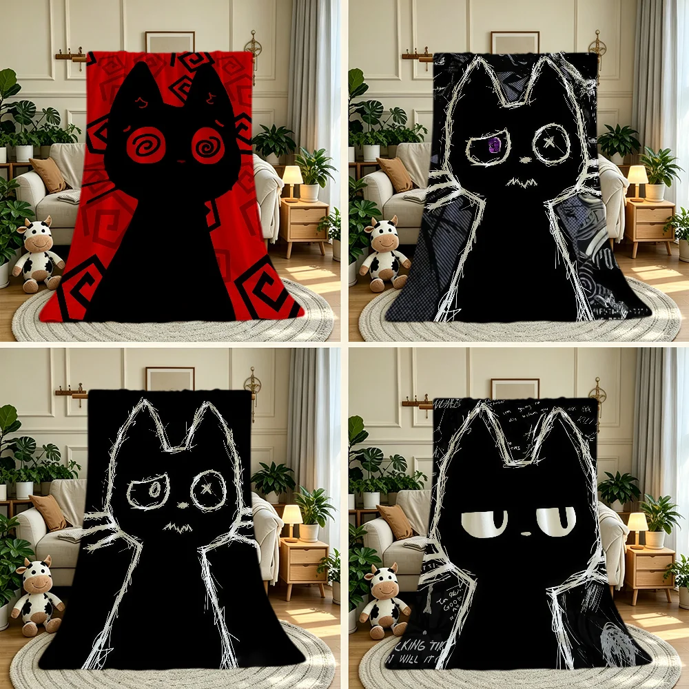 Red Aesthetic C-Cat Blanket Throw Super Cosy Plush Living Room Sofa Couch Childish Birthday Gifts