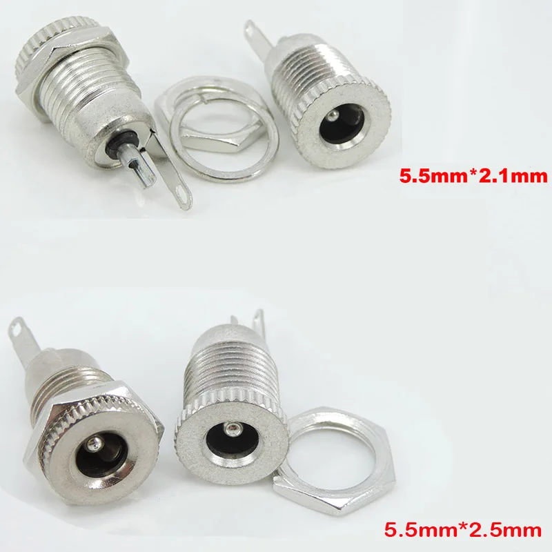 DC099 5.5 mm x 2.1mm DC Power Jack Socket Female Panel Mount Connector Metal DC-099 Open Hole 11MM 5.5*2.1 5.5*2.5