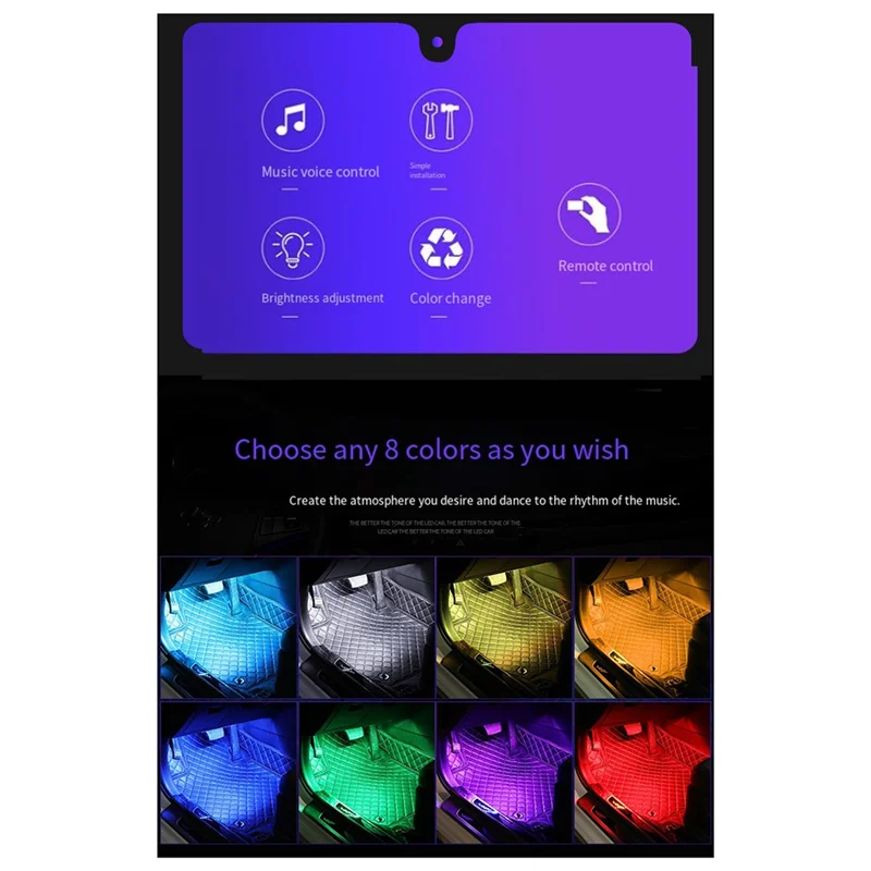 

Светодиодные фонари для мотоцикла RGB APP, управление звуком, подсветка для мотоцикла, гибкая водонепроницаемая декоративная лампа, неоновая полоса