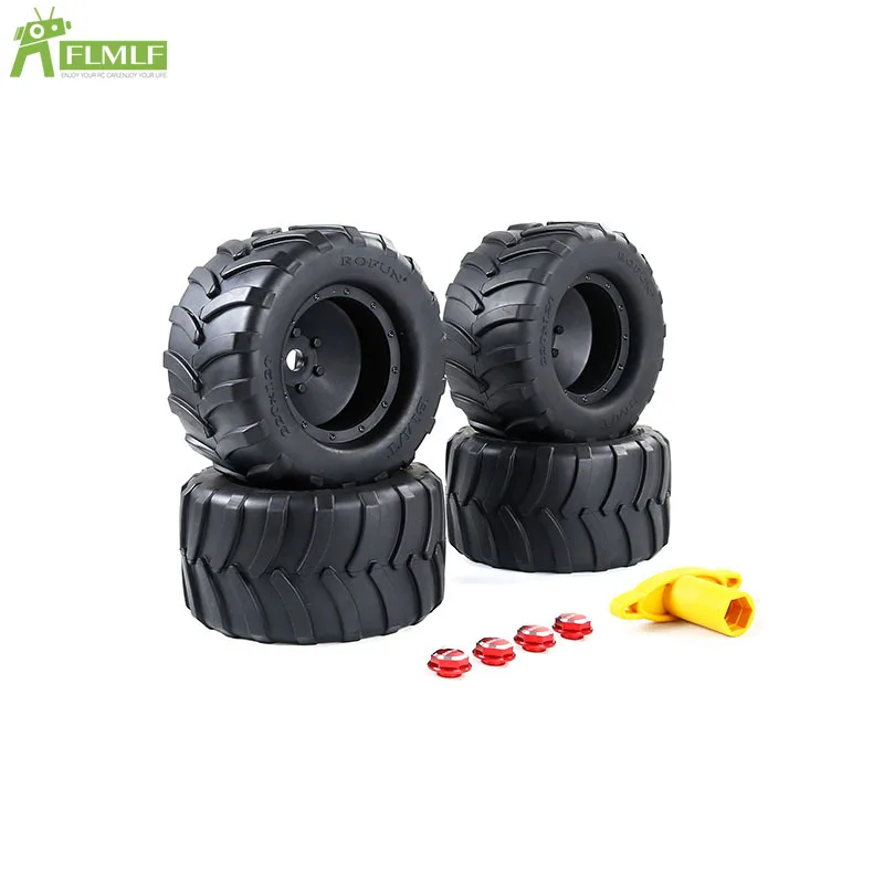 Wheel Tyre with Alloy Nut and Wrench Set Fit for 1/5 Electric ROFUN ROVAN XLT Traxxas X-Maxx Truck Tire Size: 220x100mm