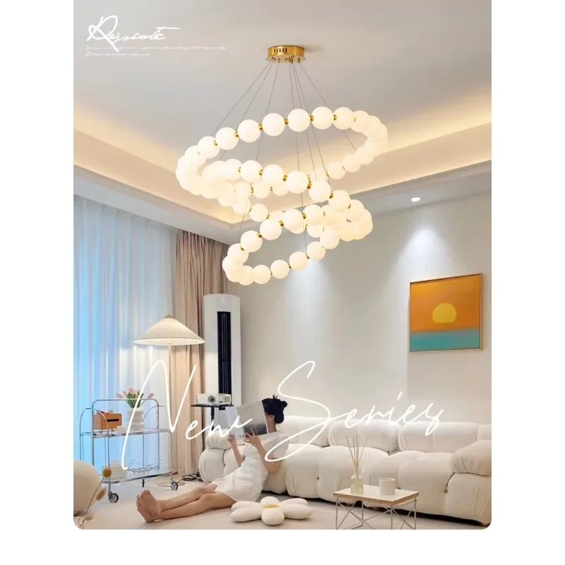 New Light Modern Ring Pendant Chandelier Lights LED Lamp White Ball Pendant Indoor Lighting