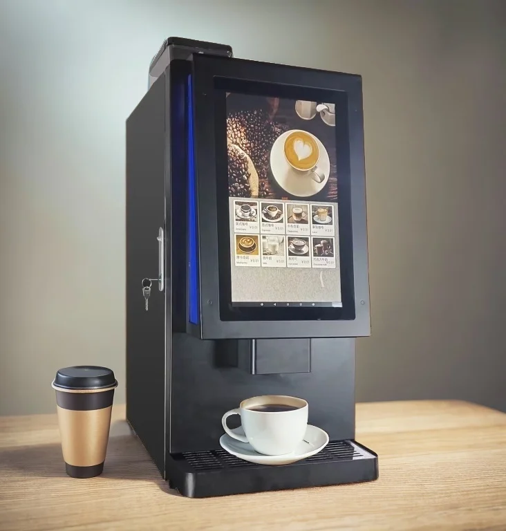 

Commercial Automatic Large Screen One Touch 30 Flavors Instant Coffee Vending Machine With Freshly Brewed