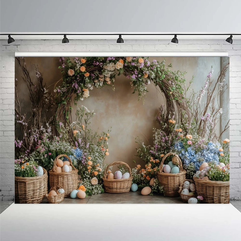ربيع عيد الفصح التصوير خلفية زهرة النبات قوس الكرمة جدار العشب الأخضر البيض استحمام الطفل الاطفال الكبار صورة خلفية الصورة