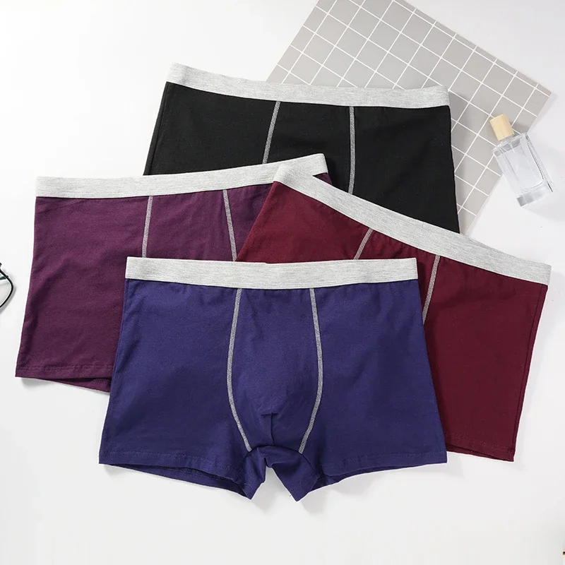 Men Panties Cotton BoxerShorts Man Underwear Mens Boxers Breathable U Convex Simple Basic Style Underpants Sexy Plus Size 4XL