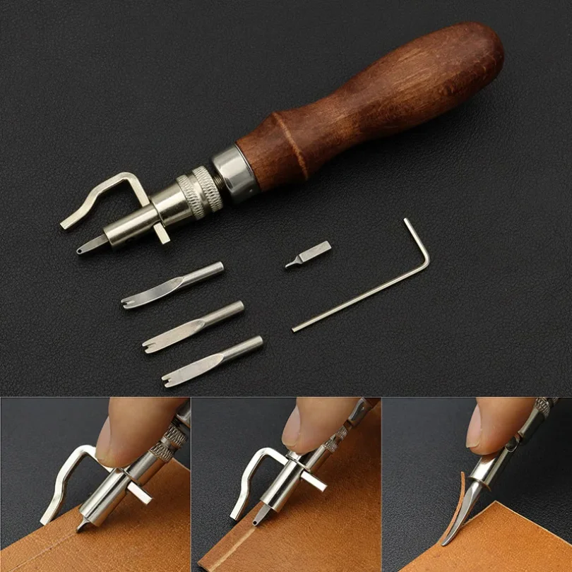7-in-1 Multi-Function Edge Sharpener Presser Edger Craft Tool with Adjustable Professional Sewing Slotter and Beveled Creaser