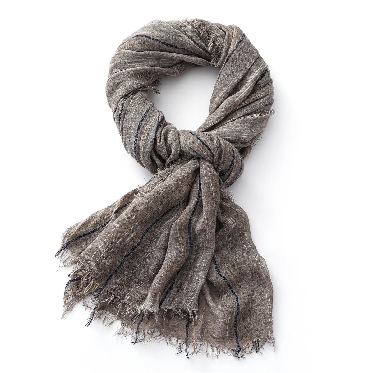 Mode Gestreiften Baumwolle Leinen Schal für Männer Frauen Herbst Winter Lange Weiche Tücher und Wraps Kurze Quaste Bufanda Männliche Zubehör – Detail 7