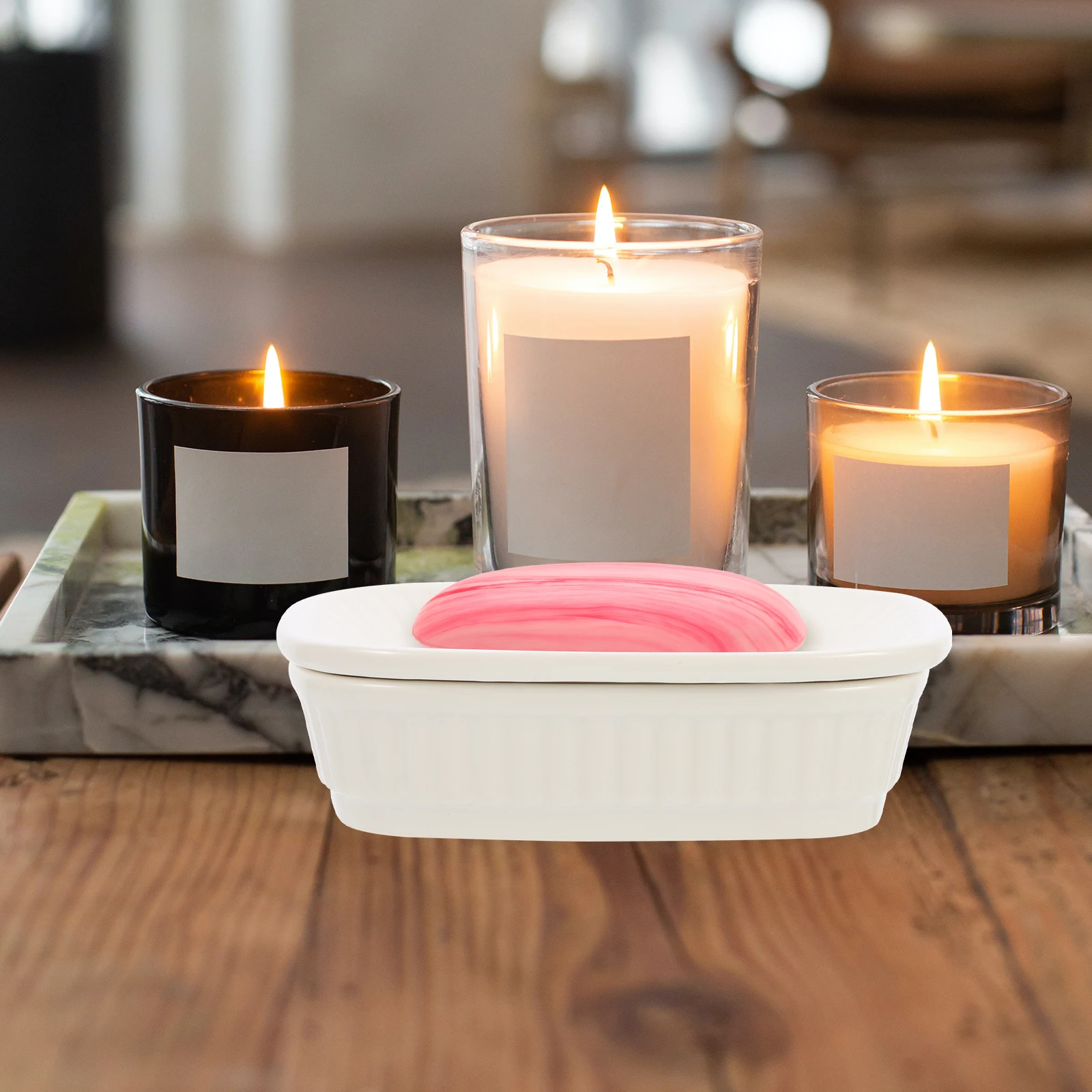 

Ceramic Soap Holder Nordic Style Double-Layer Soap Dish Minimalist Draining Tray for Bathroom Kitchen Dish Holder