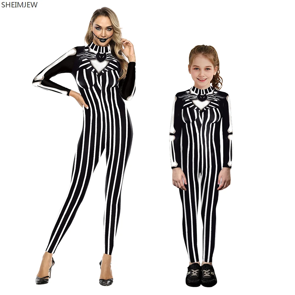 

3D Digital Printing Striped Fancy Party Cosplay Costume Hallowen Matching Outfits Zentai Catsuit Long Sleeve Bodysuit