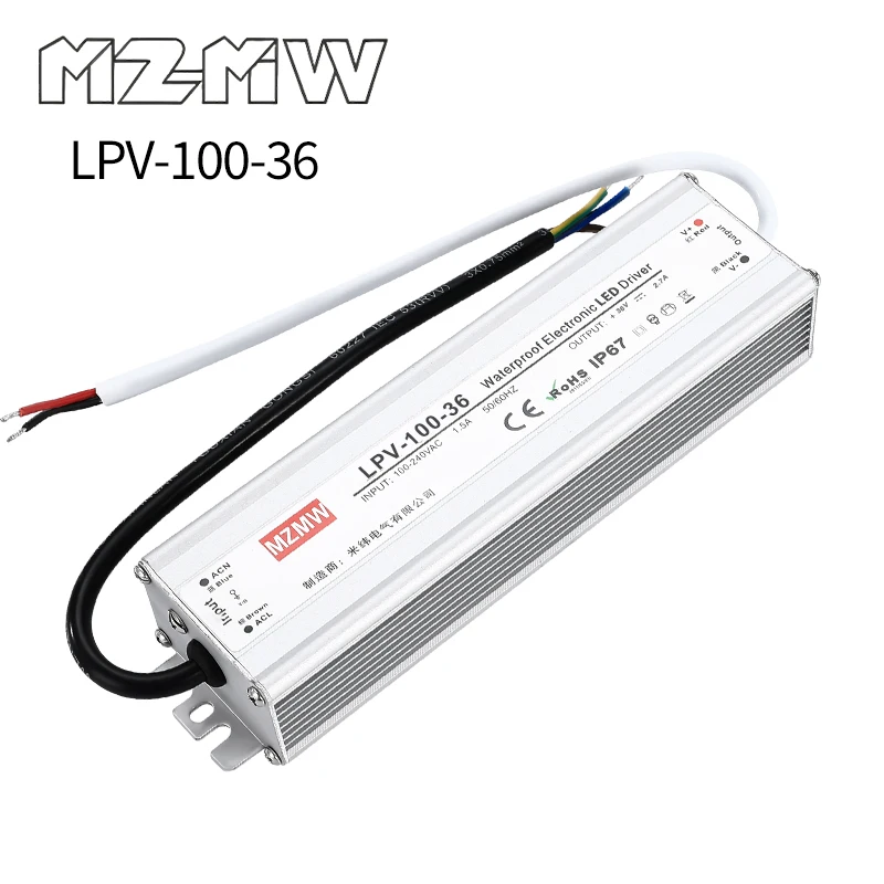 LPV-100-36 Waterproof Switching Power Supply 100W AC To DC 100-240VAC 36VDC 2.7A LED Strip Industrial Drive SMPS