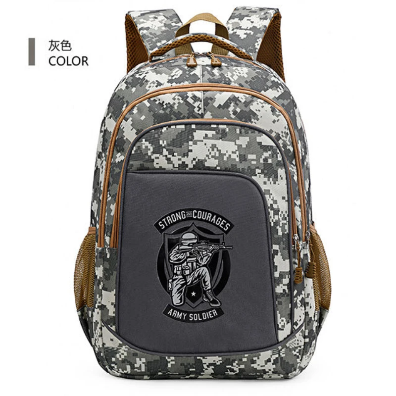 Mochila de grande capacidade para alunos do ensino primário, Mochila de camuflagem leve infantil para meninos, Para proteger a espinha