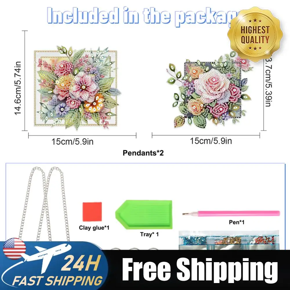 

Flower Fairy Special Shape Diamond Painting Decor Rhinestone Diamond Art Pendants DIY Diamond Art Pendant Kit for Art Crafts
