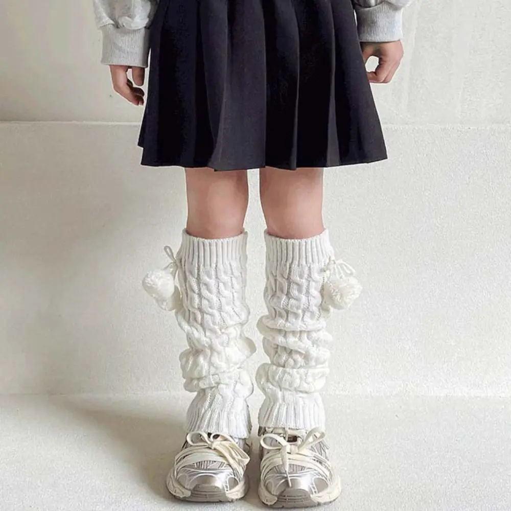 Scaldamuscoli per bambini in stile coreano Balletcore JK Coprigambe lavorato a maglia Harajuku Calze lunghe Calzini per gambe in peluche per bambini