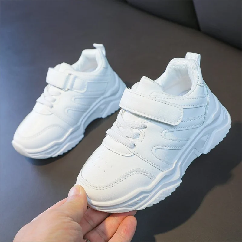 

Autumn Kids White Sneakers Leisure Platform Light Soft Fashion Boys Girls Sport Shoes Size 26-37 All-match Children Trainers