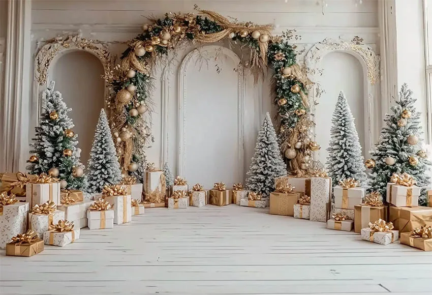 Фон Mehofond с изображением арки гирлянды кирпичной стены Рождественская фотография для детей портрет дерево подарочные коробки огни Декор Фон фотозона