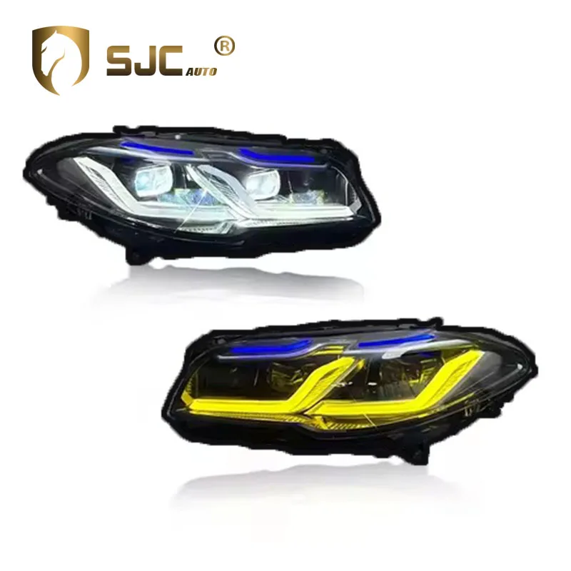 SJC Auto Car Accessories for BMW 5 Series F10 Headlight 11-17 Yellow White DRL Switch Dual-Color Lighting System High Quality