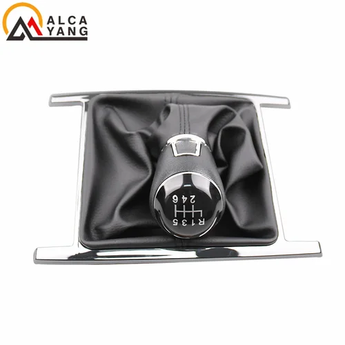 Imagen 2 del producto Perilla de palanca de cambios para coche, bola de mano con bota de polaina de cuero PU negro para VW Amarok 2010-2022, perillas de cambio de marchas de cuero