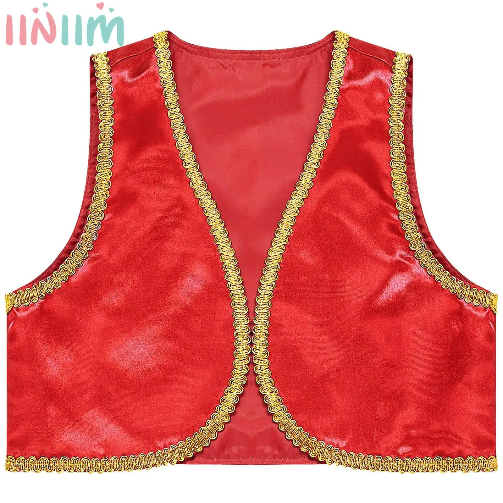 Kids Boys Fairytale Arabian Prince Cosplay Waistcoat Festival Costume Theme Party Fancy Dress Up Performance Open Front Vest