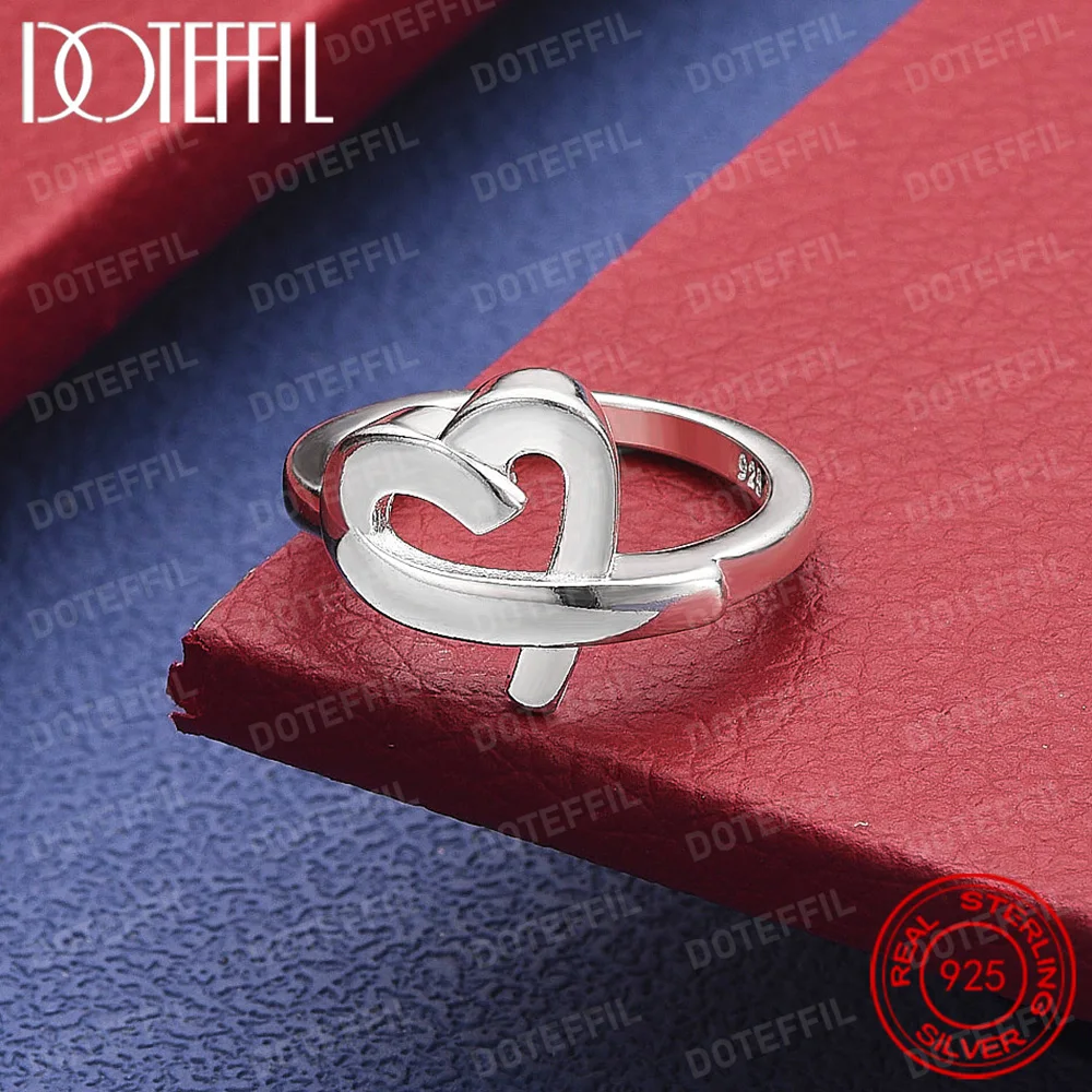 

925 Sterling Silver Heart Ring For Women Man Wedding Engagement Party Jewelry