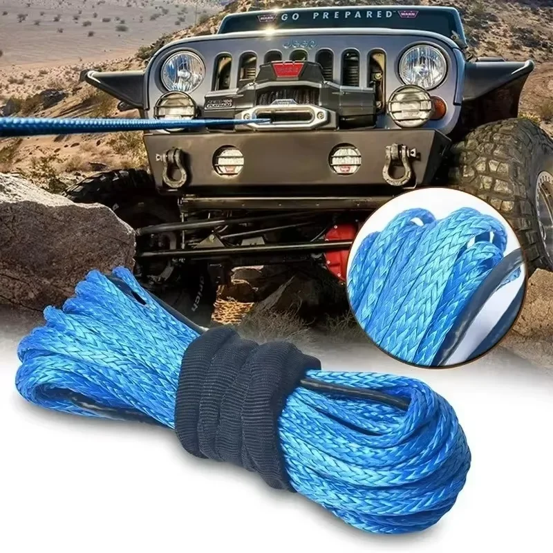 New for Motorcycle Towing Rope Winch Line 5511 Lbs 2.5T Load-bearing Synthetic Fiber Car Accessories Truck Trailer Off Road 15M