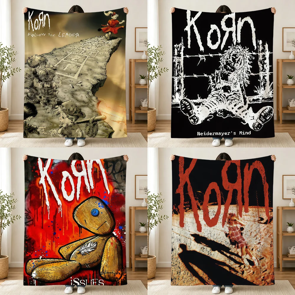 Band Korn Blanket Printed Flannel Soft Warm Cozy Season Nap Bed Sofa Travel Camping Gift Adults Kids