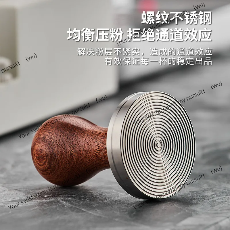 Stainless Steel Coffee Powder Press Wooden Handle Powder Press Hammer Coffee Machine Handle Filler 51/53/58 mm Flat Bottom