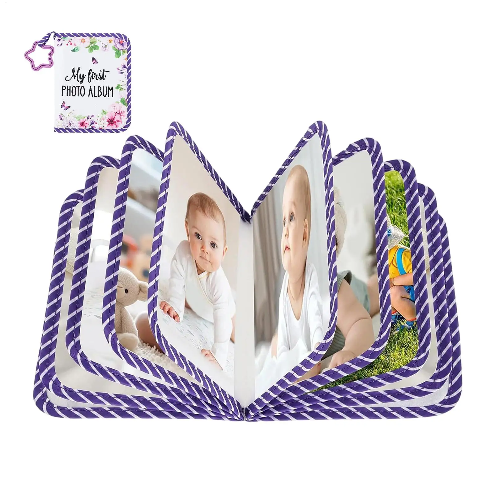 Memory Photo Album Kids Hangable Photo Album Wall Keepsake With Mirror Flower Design 5x7inch DIY Photo Albums For Kids Growth
