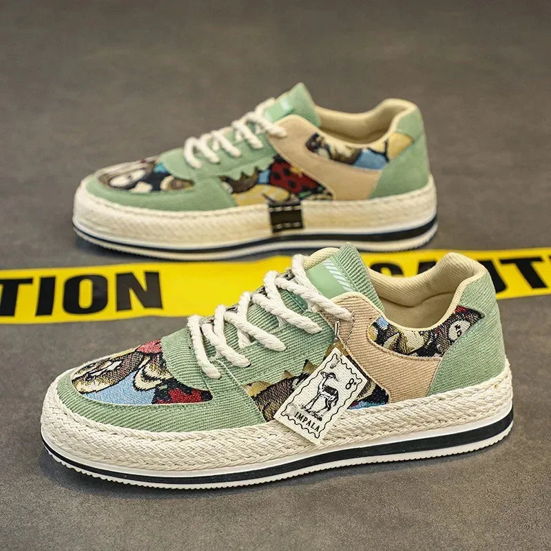 

Men'S Canvas Breathable Casual Sporty Flat Board Shoes Comfortable Lightweight EVA Insole Anti-Wear For Cement