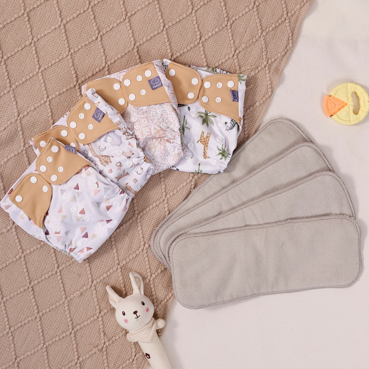 4 Pcs Waterproof Baby Cloth Diaper With 4 Inner For 3-15kg Washable Eco-friendly Pocket Cloth Nappy