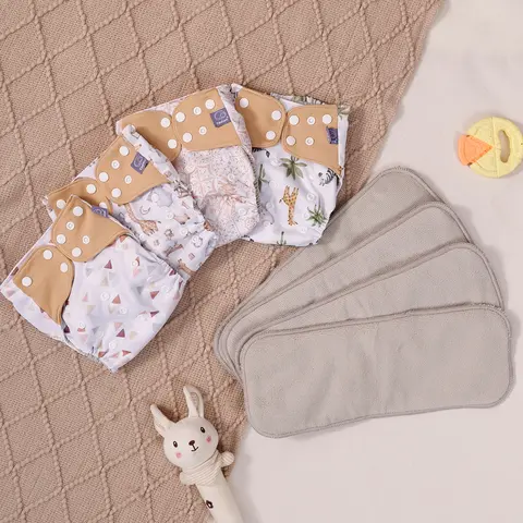 세척 가능한 친환경 포켓 천 기저귀, 방수 아기 천, 3-15kg, 4 개 내부, 4 개