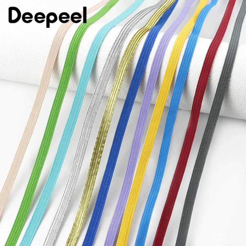 30Meters Deepeel 6mm Elastic Band Flat Rubber Bands Hair Rope Ribbon Tape Belt Mask Notebook Shoes Garment Sewing Accessories