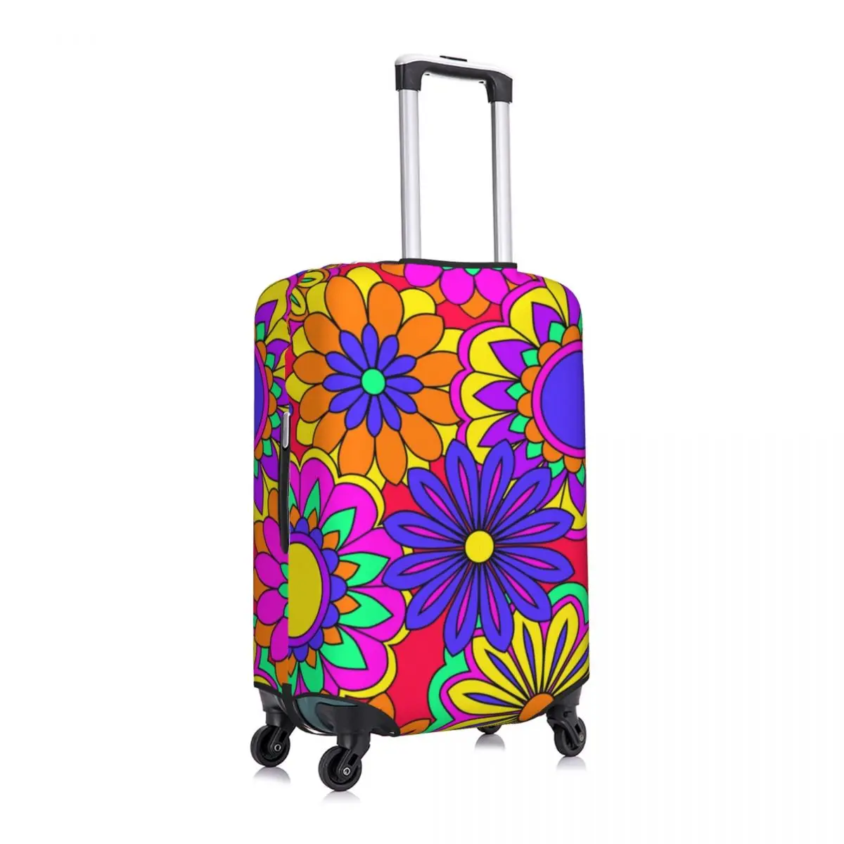 Groovy Flower Power Suitcase Cover Retro Hippy Pattern Holiday Business Practical Luggage Accesories Protector