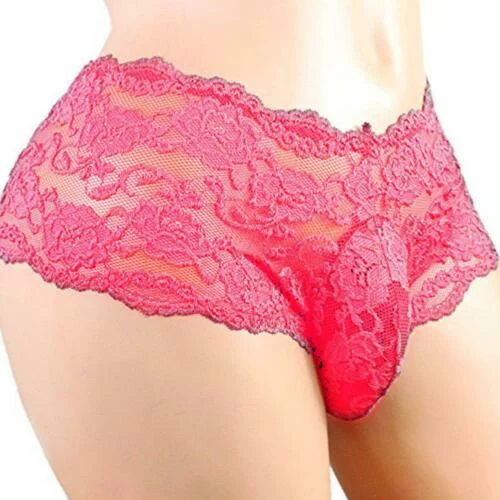 

Men's Sexy Lace Lingerie Panties Gays Sissy Bulge Briefs Underwear Shorts Nightclub Stage See Through Hollow Out Men's Panties