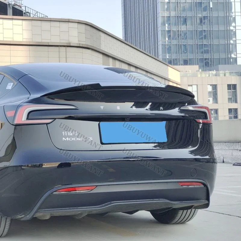 

For Model 3 REAR TRUNK Spoiler ABS Material Car Rear Wing GLOSSY BLACK CARBON COLOR Spoiler For NEW Tesla Model 3 2023+