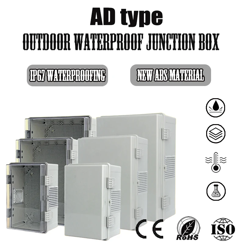Outdoor plastic distribution box, IP67 waterproof box, made of ABS material