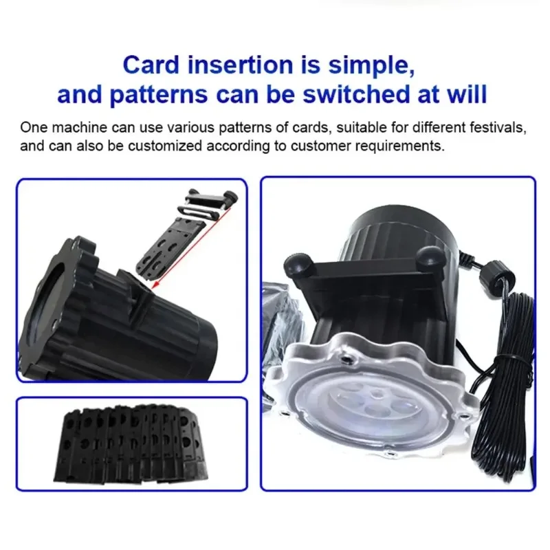 10 Card Christmas Projector Light 8 Patterns Animation Effect Stage Spotlight with Remote Halloween Party Garden Projector Light